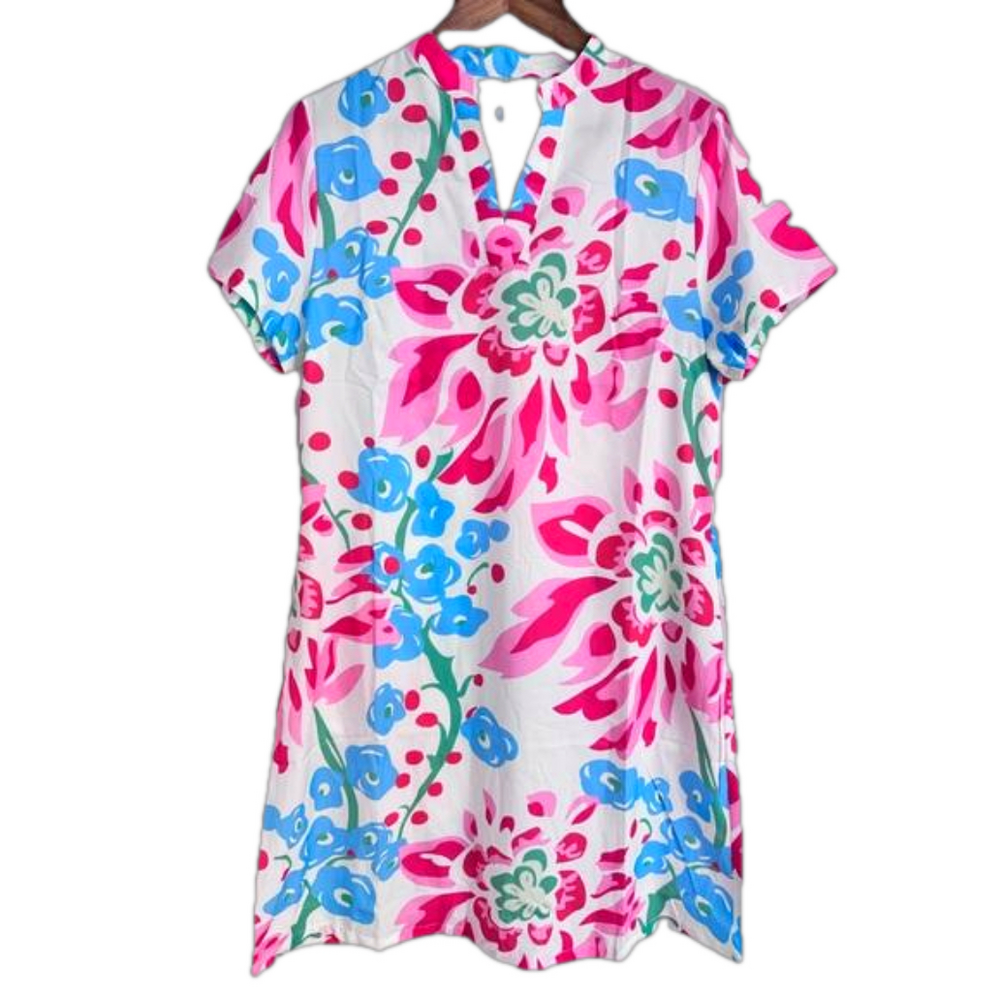 NWT Aumora Pink and Blue Floral Midi Dress Women’s Large